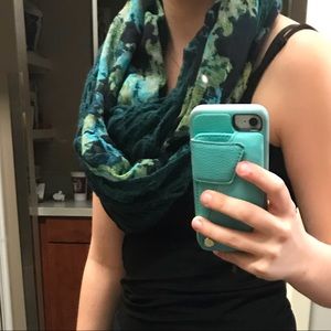 Green Infinity Scarf with Knit and Sheer Layer
